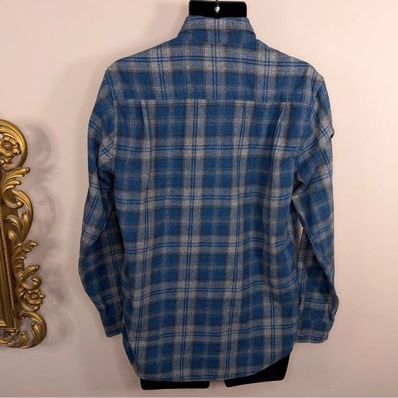 Medium Weatherproof Mens Blue Flannel Button Up Long Sleeve Cotton Blend - Picture 3 of 16